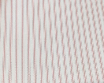 Oilcloth Fabric, PVC Coated, Vintage French Ticking Stripe, Soft Red Colourway, Per Meter
