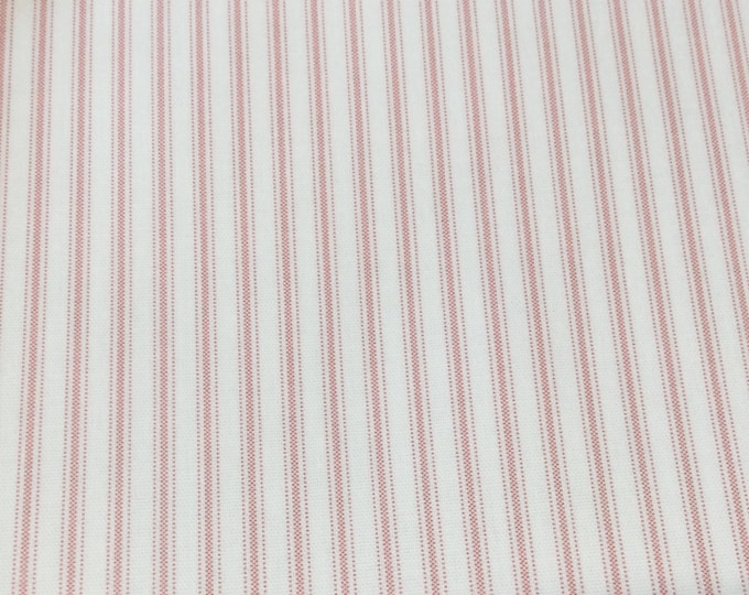 Oilcloth Fabric, PVC Coated, Vintage French Ticking Stripe, Soft Red Colourway, Per Meter