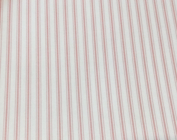 Oilcloth Fabric, PVC Coated, Vintage French Ticking Stripe, Soft Red Colourway, Per Meter
