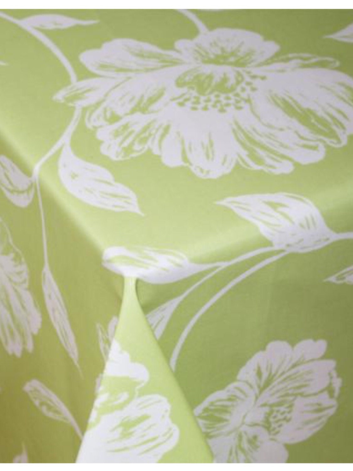 Oilcloth, PVC coated fabric, Green Florals, Per Meter