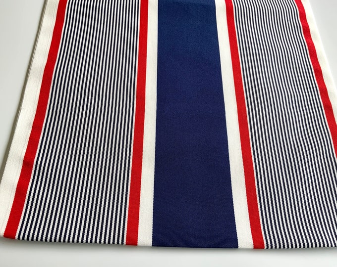 Deckchair Canvas, Mimi Design, Classic Red, White & Blue Stripes, Heavy Duty, 1.5 Meter Length