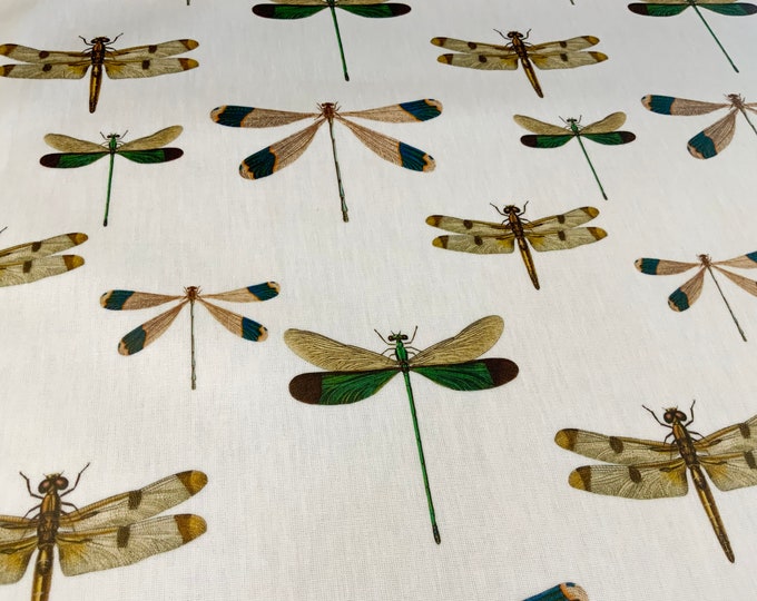 Oilcloth Fabric, Exclusive Dragonfly Design, PVC coated Cotton, Superb Quality, Per Meter