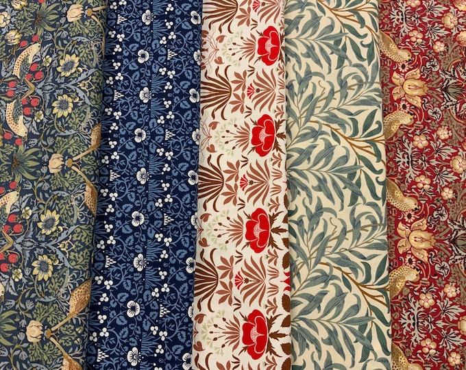 William Morris Bundle of Fat Quarters,  Fabric For Quilting, Craft and Hobby