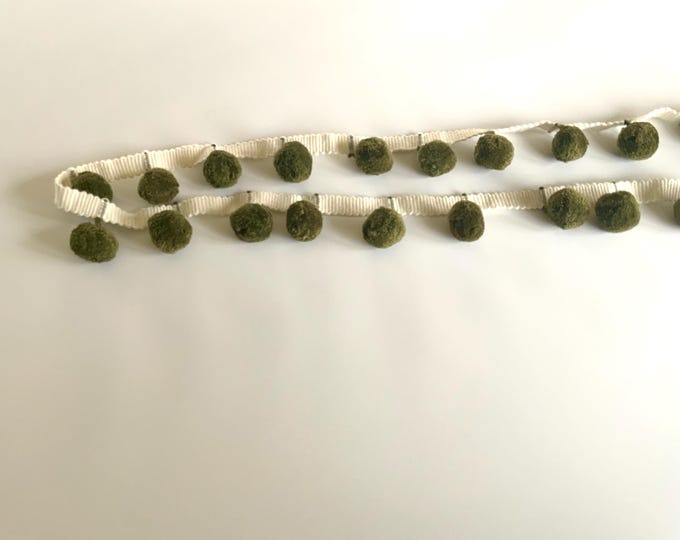 Limited Edition Bobble Trim Fringe, Forest Green, 100% Cotton, Superb Quality,  Per Meter