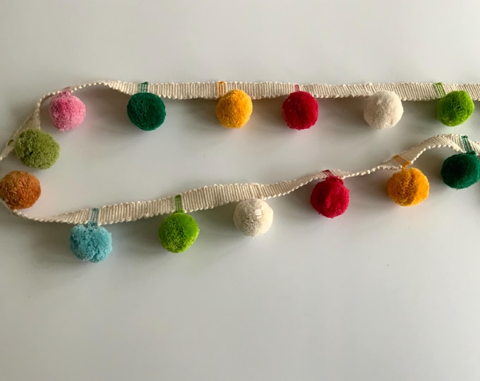 Bobble Trim Fringe 100% Cotton, Sweet Pea, Superb Quality,  Per Meter