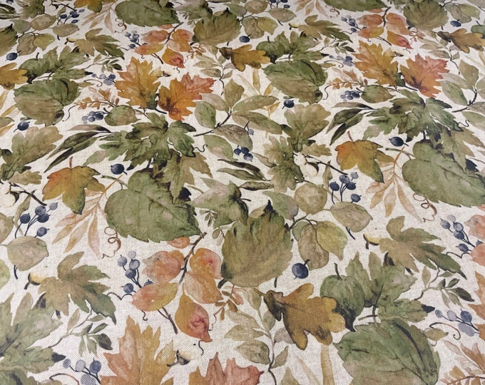 Oilcloth Fabric, Exclusive Morris Designs, Hedgerow in Linen, PVC coated Cotton, Superb Quality, Per Meter