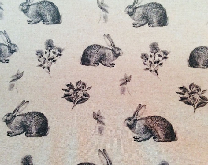 Oilcloth Fabric, Exclusive Morris Designs, Meadow Hares Charcoal,  PVC coated Cotton, Superb Quality, Per Meter