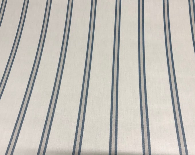 NO WASTE, Offcuts, 2 Pieces,Oilcloth Fabric, Exclusive Morris Designs, Yacht Stripe in Marine Blue, PVC coated Cotton