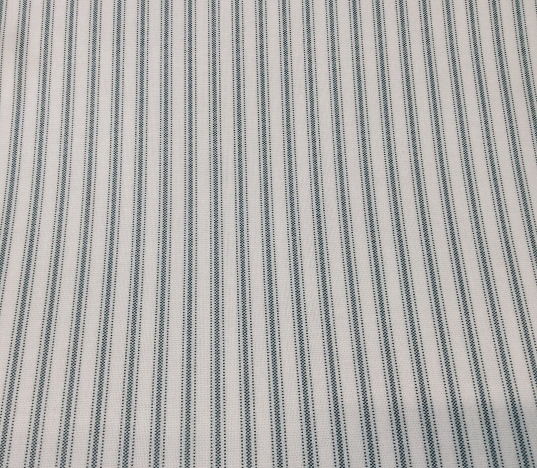 Oilcloth Fabric, PVC Coated, Vintage French Ticking Stripe, Indigo