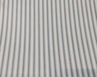 Oilcloth Fabric, PVC Coated, Vintage French Ticking Stripe, Indigo Colourway, Per Meter