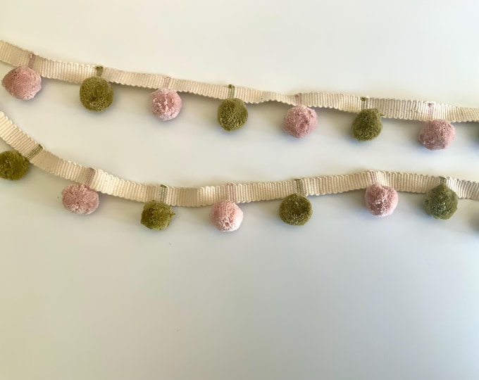 Limited Edition Bobble Trim Fringe, Rose & Ivy,  100% Cotton, Superb Quality,  Per Meter