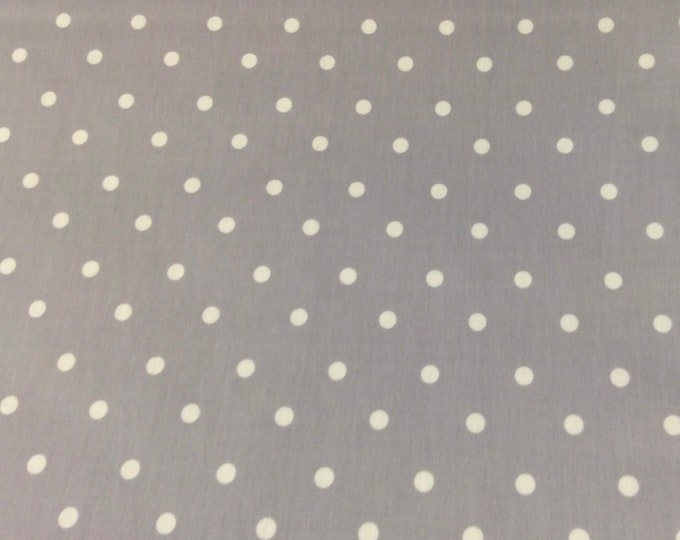 Oilcloth Fabric, PVC Coated, Clarke & Clarke Steel Grey Spots, Matt Finish, Per Meter
