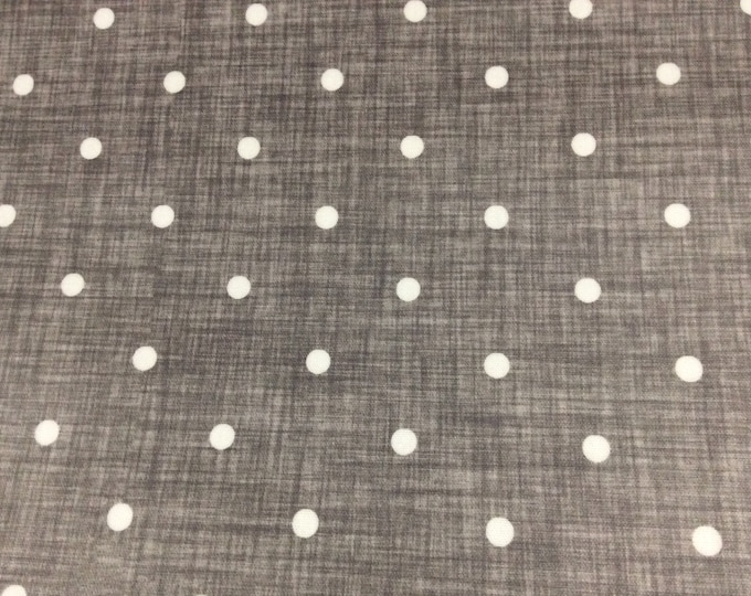 Oilcloth Fabric, PVC Coated, Charcoal Grey Linen Spots, Per Meter