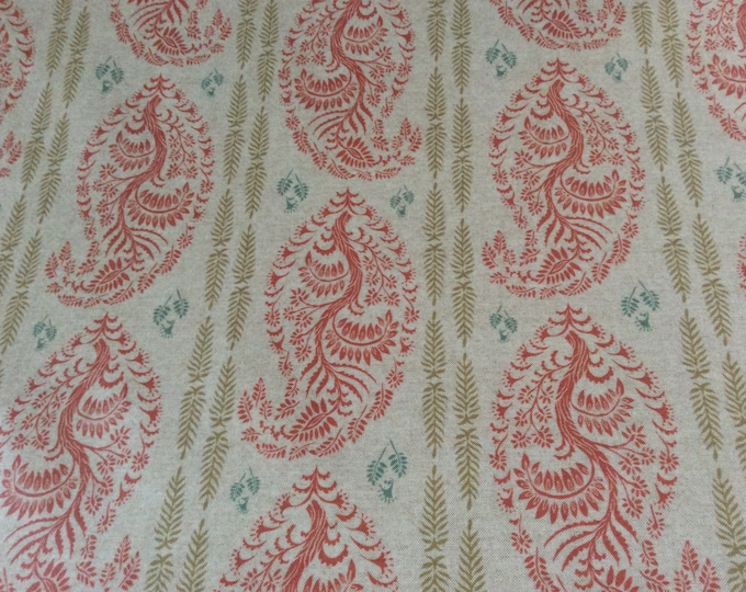 Oilcloth Fabric, Exclusive Morris Designs, Anoushka, coral & soft gold,  PVC coated Cotton, Superb Quality, Per Meter