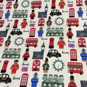 Oilcloth Fabric, PVC Coated, Harrods Knightsbridge, London Scene Design,  Per Meter