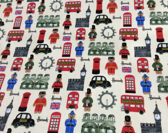 Oilcloth Fabric, PVC Coated, Harrods Knightsbridge, London Scene Design,  Per Meter