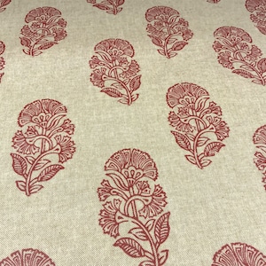 Oilcloth Fabric, Exclusive Morris Designs, Amara in Indian Red, PVC coated Cotton, Superb Quality, Per Meter image 5