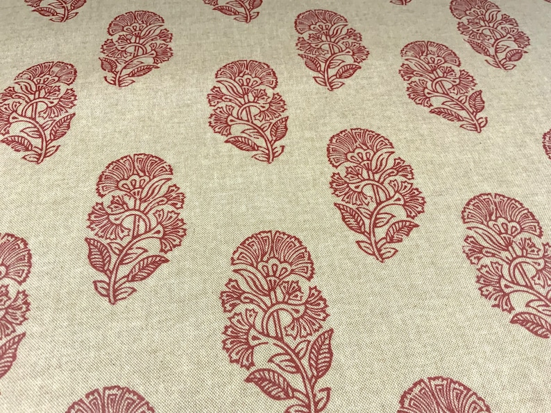 Oilcloth Fabric, Exclusive Morris Designs, Amara in Indian Red, PVC coated Cotton, Superb Quality, Per Meter image 5