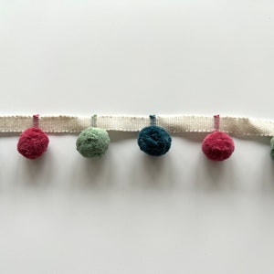 Limited Edition Bobble Trim Fringe, Teal, Rose & Duck Egg, 100% Cotton, Superb Quality,  Per Meter