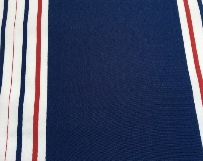 Deckchair Canvas, Deborah, Navy Blue & Red Stripes, Heavy Duty, 1.5 Meter Length
