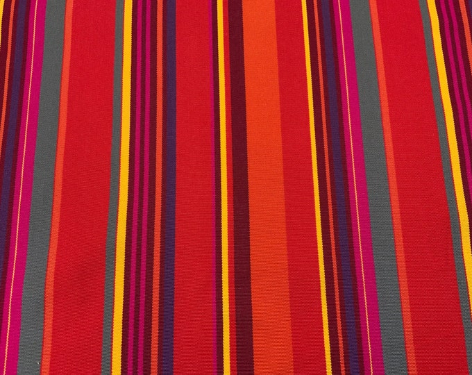 Deckchair Canvas, Nancy, Raspberry & Orange Stripe, Heavy Duty, Per Meter