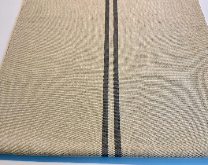 Deckchair Canvas, Grain Sack, Grey Stripe, Table Runner, Heavy Duty Cotton, 45cm Width, Per Meter
