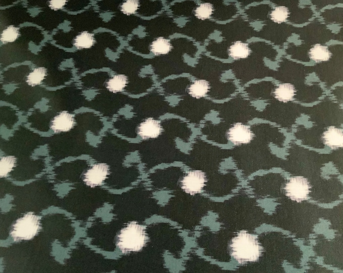 Oilcloth Fabric, PVC Coated, Exclusive Morris Designs, Otaru Japanese Ikat, Old Indigo Colourway, Per Meter