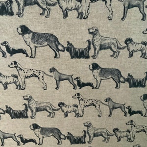 Wachstuch, Morris Designs, Chien Design, Farbe Charcoal und Linen, PVC-beschichtete Baumwolle, hochwertige Qualität, Meterware