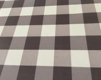 Hule, tela recubierta de PVC, Morris Designs, diseño de cuadros vichy gris carbón, por metro