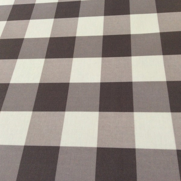 Oilcloth, PVC coated fabric, Morris Designs, Charcoal Grey Gingham Check Design, Per Meter