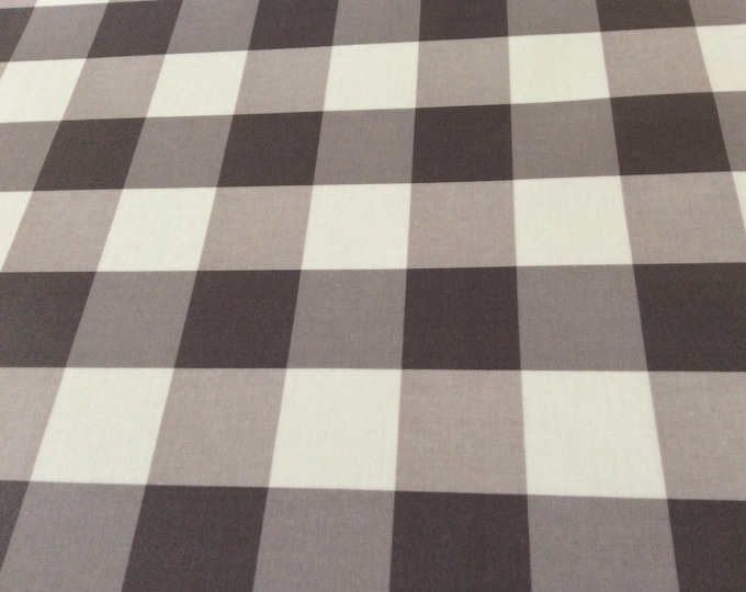 Oilcloth, PVC coated fabric, Morris Designs, Charcoal Grey Gingham Check Design, Per Meter