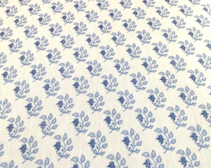 Oilcloth Fabric, PVC Coated, Bella, Block Print in Faded Ink Colourway, Per Meter