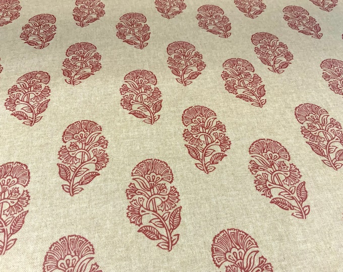 Oilcloth Fabric, Exclusive Morris Designs, Amara in Indian Red, PVC coated Cotton, Superb Quality, Per Meter