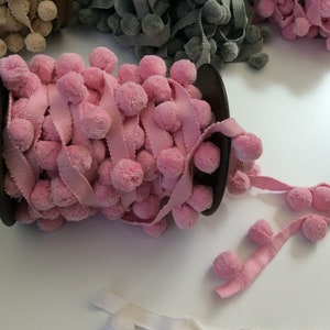 Blush Pink Bobble Trim Fringe 100% Cotton, Superb Quality,  Per Meter