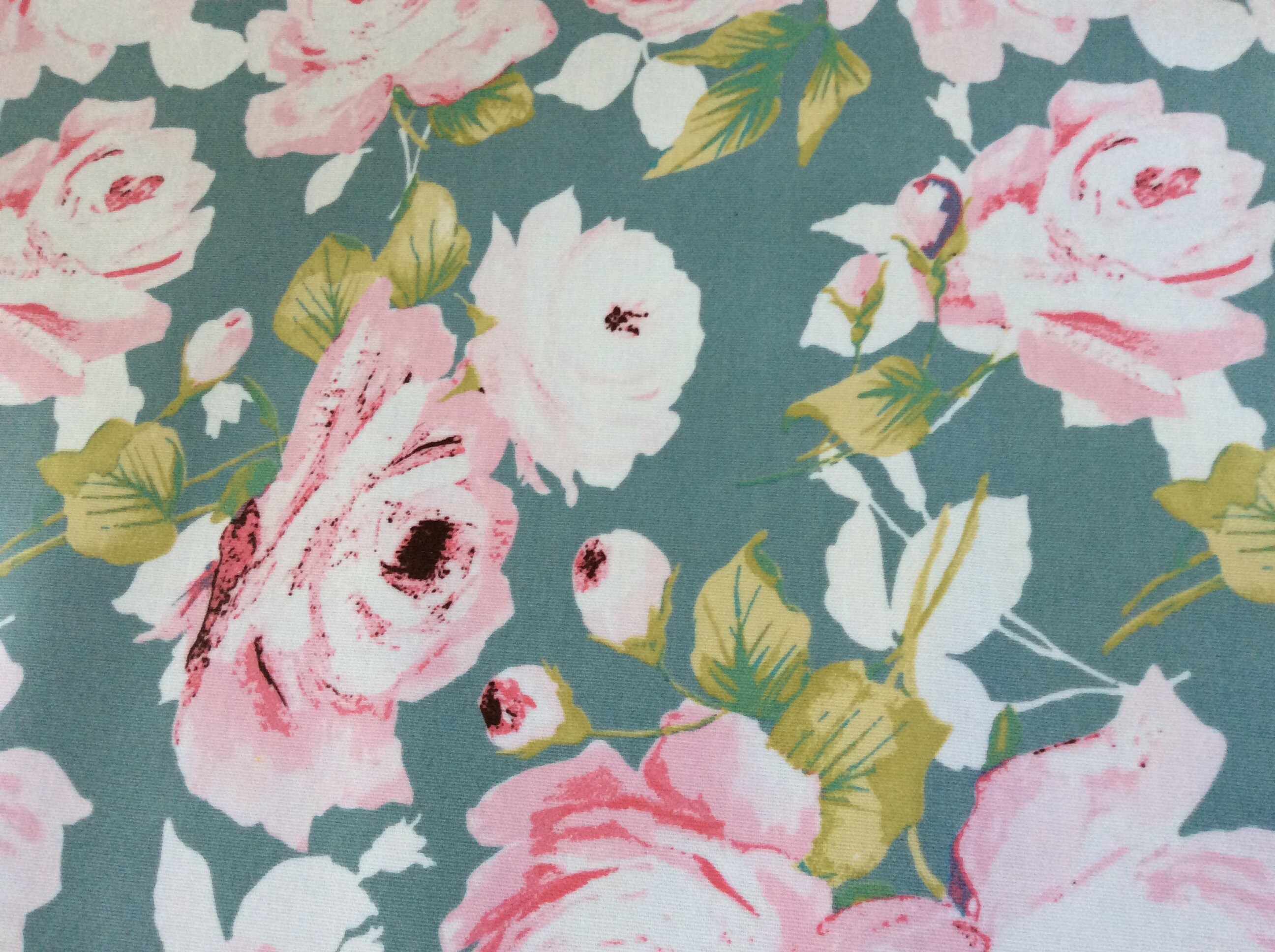 Oilcloth Fabric, PVC Coated, Summer Rose Design, Matt Coated, Per Meter