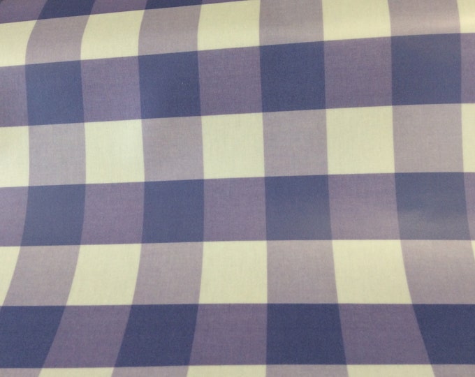 Oilcloth, PVC coated fabric, Morris Designs Lavender  Gingham Check Design, Per Meter