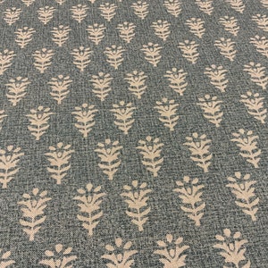 Linen Fabric, Jaipur, Block Print in Blue Moon Colourway, Per Meter
