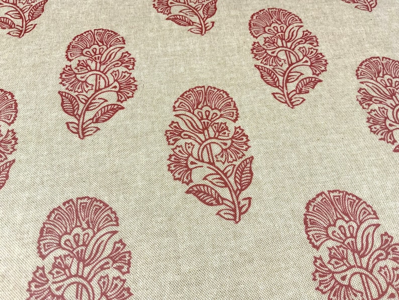 Oilcloth Fabric, Exclusive Morris Designs, Amara in Indian Red, PVC coated Cotton, Superb Quality, Per Meter image 2
