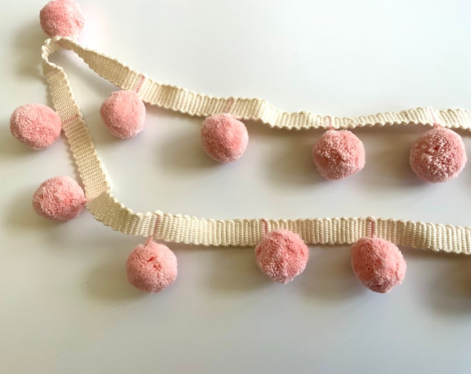 Pink Blossom Bobble Trim Fringe 100% Cotton, Superb Quality,  Per Meter