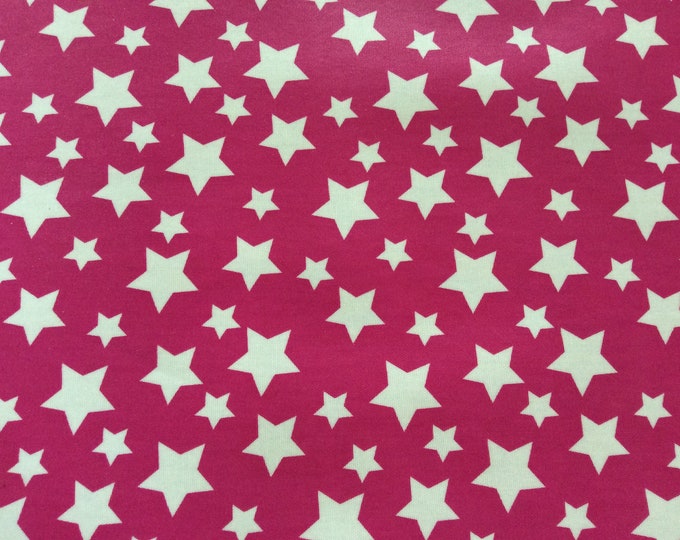 Oilcloth, PVC coated fabric, Clarke & Clarke Stars Design, Cerise Pink Colourway, Per Meter