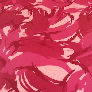 Oilcloth Fabric, PVC Coated, Pink Camouflage, Camo Design, Per Meter