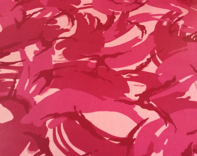 Oilcloth Fabric, PVC Coated, Pink Camouflage, Camo Design, Per Meter