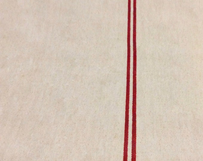 Oilcloth Fabric, PVC Coated, Exclusive, Rustic Vintage Grain Sack Design, Red Stripe, Per Meter