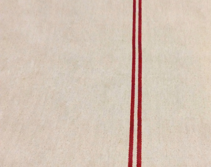 Oilcloth Fabric, PVC Coated, Exclusive, Rustic Vintage Grain Sack Design, Red Stripe, Per Meter