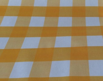 Hule, tela recubierta de PVC, Morris Designs, diseño de cuadros vichy amarillos, por metro