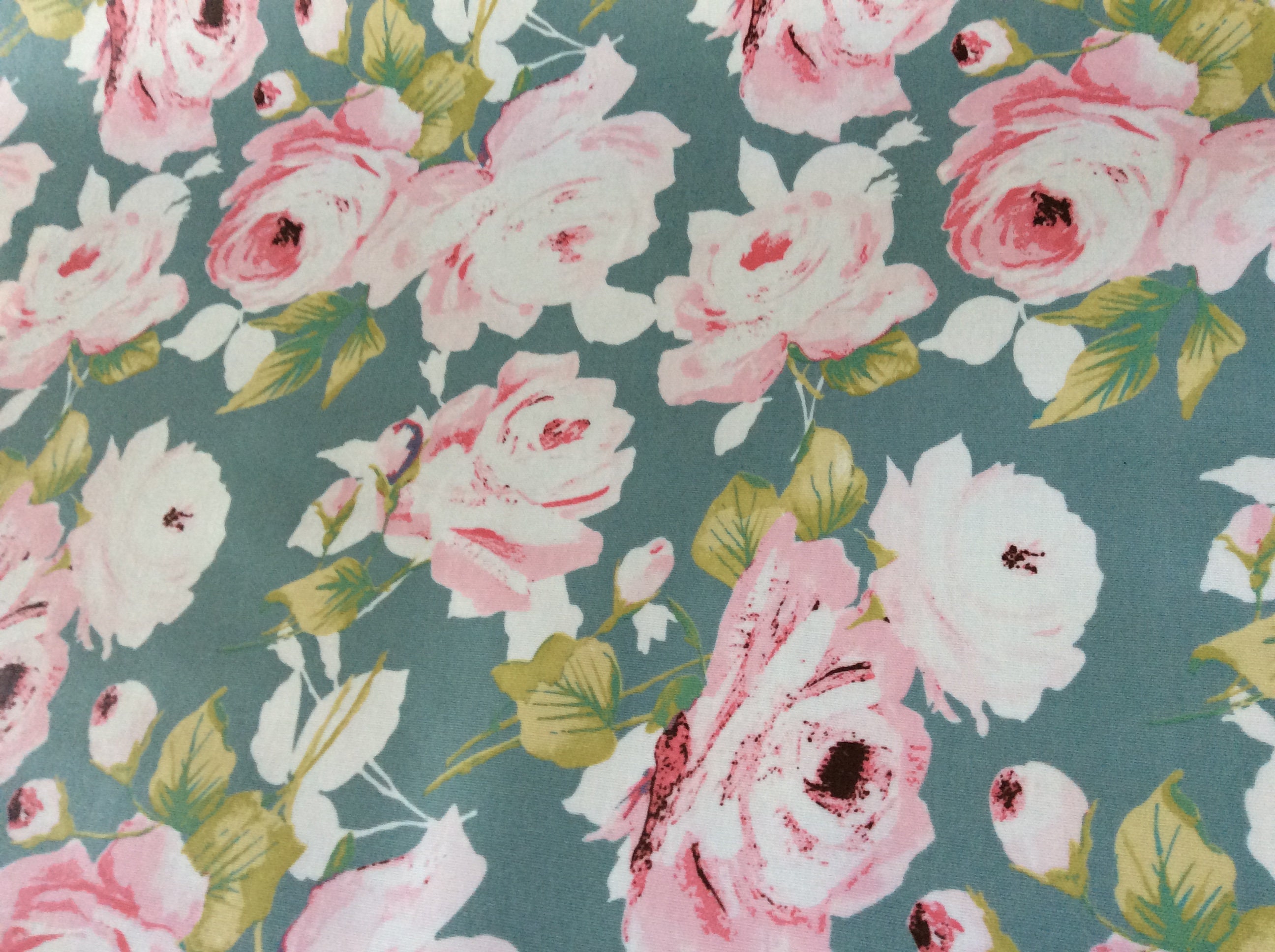 Oilcloth Fabric, PVC Coated, Summer Rose Design, Matt Coated, Per Meter