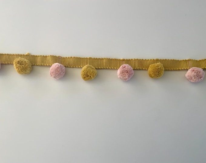 Limited Edition Bobble Trim Fringe, Rose and Butter,  100% Cotton, Superb Quality,  Per Meter