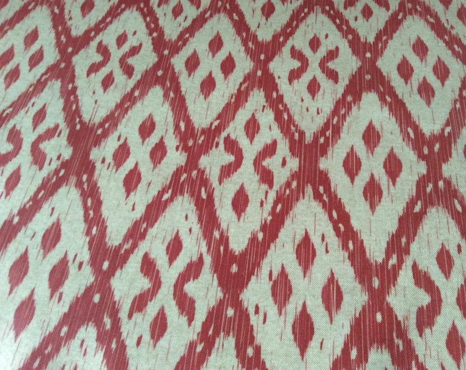 NO WASTE, Offcut, Oilcloth Fabric, PVC Coated, Exclusive Morris Designs, Saru in Chili Red