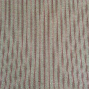 Oilcloth Fabric, PVC Coated, Vintage French Ticking Stripe Linen, Soft Red Colourway, Per Meter