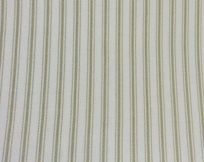 Oilcloth Fabric, PVC Coated, Vintage French Ticking Stripe,  Sage Green Colourway, Per Meter